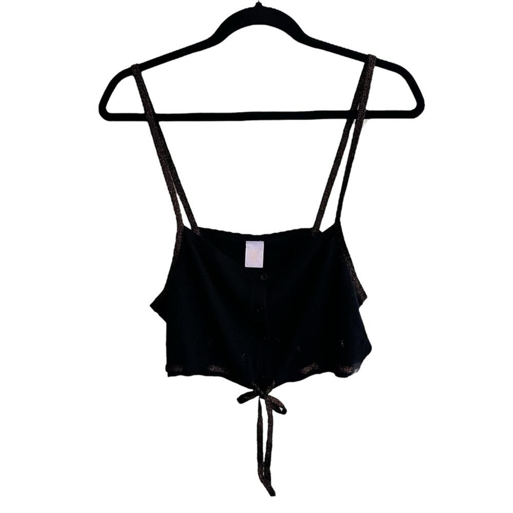 Savage X Fenty Eyelet Knit Cropped Cami Tank Black Size XL